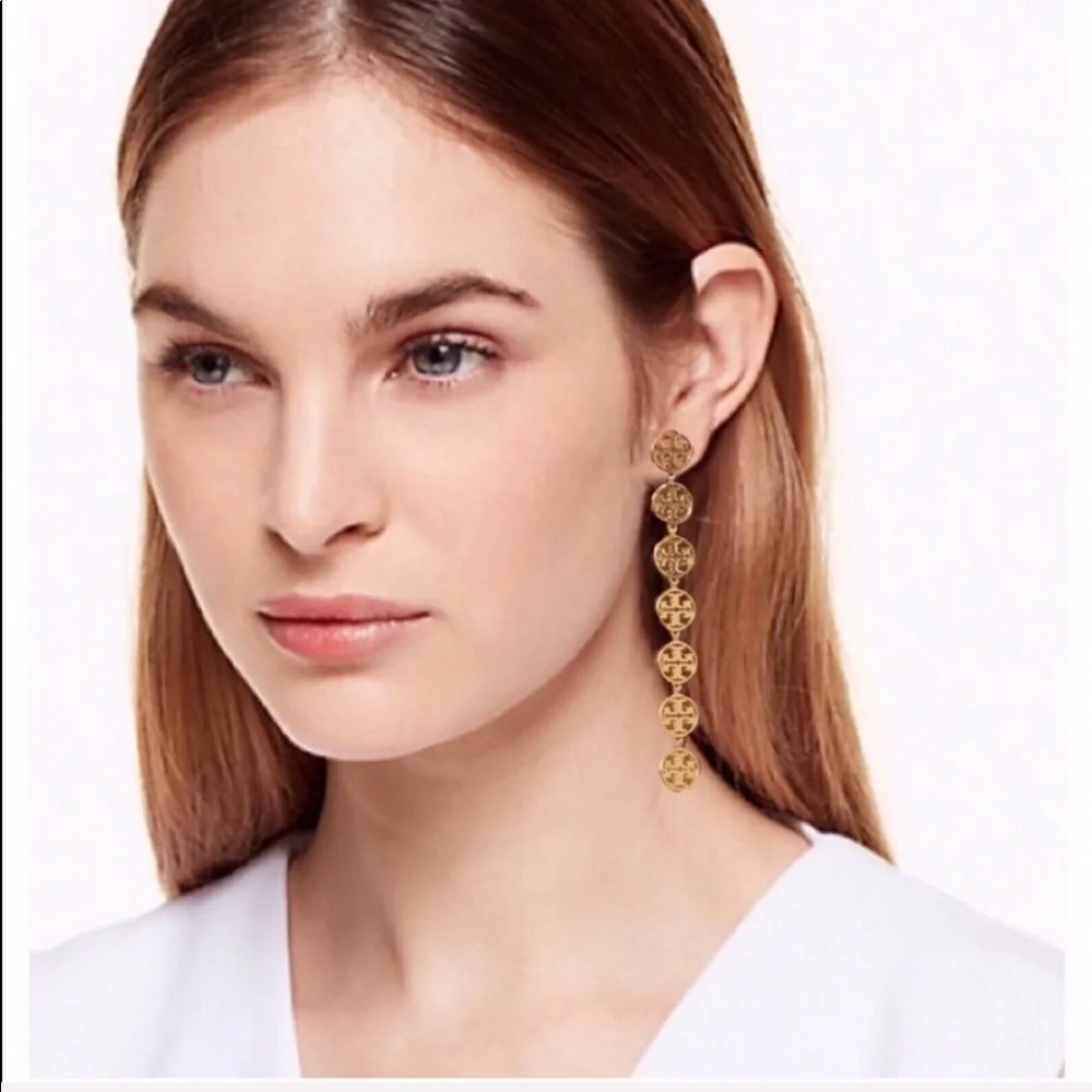 FINAL PRICE Tory Burch Chain Logo Linear Stud Earrings
